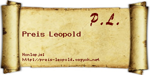 Preis Leopold névjegykártya